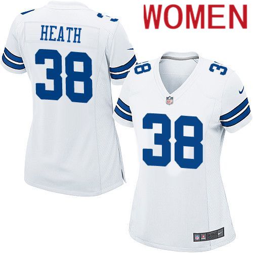 Women Dallas Cowboys #38 Jeff Heath Nike White Team Game NFL Jersey->women nfl jersey->Women Jersey
